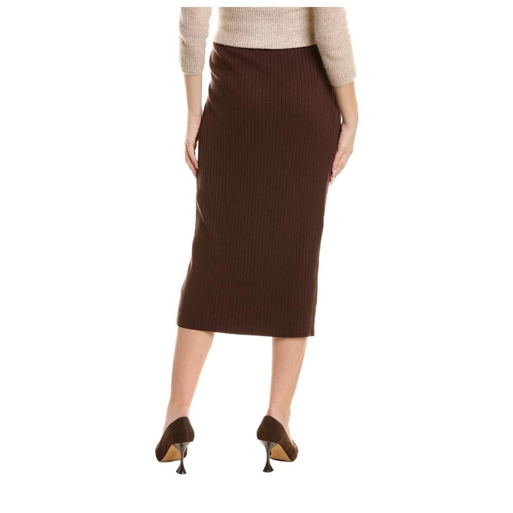 Midi A-line Knit Skirt Max Studio Espresso Brown Pintuck Comfy Soft Lounge NEW - Picture 3 of 7